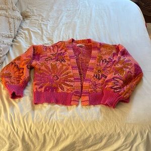 Anthropologie Embroidered Cardigan Sweater